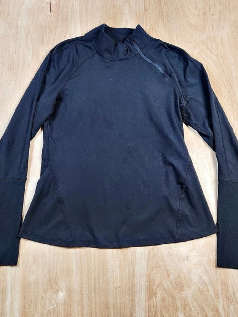 Yogalicious Lux Womens Quarter Zip Pullover Long Sleeve Mock Neck Black Medium